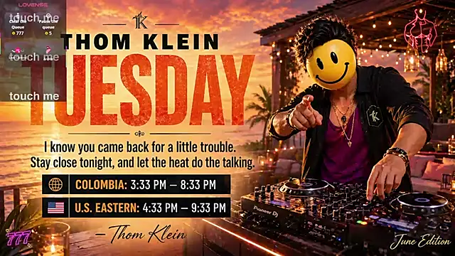 Snapshot of thomklein chatting on 07/14/26, 08:36 thomklein online show from 07/14/26, 08:36